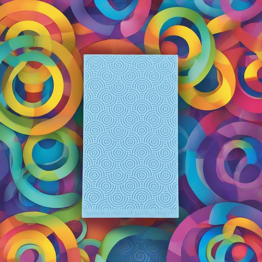 Colorful abstract pattern with a blue rectangular object in the center