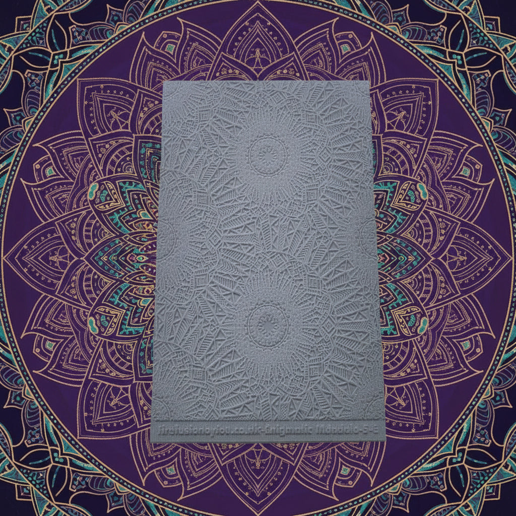 An embossed texture mat with an array of mandala flowery petals. Use to make an impression on metal clay and polymer clay.