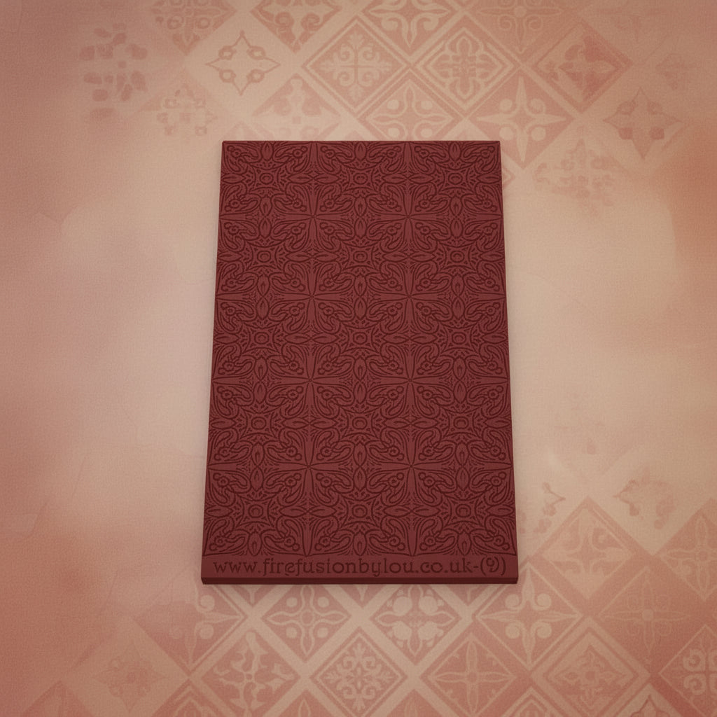 fancy geometric debossed texture mat in grey material. The texture mat pattern will give a embossed effect on metal clay or polymer clay.