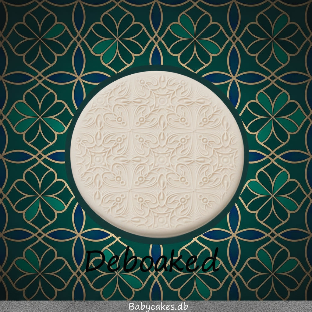 fancy intricate geometric design embossed in silly putty Using a debossed texture mat. This will give you an idea of what it will look like on metal clay or polymer clay