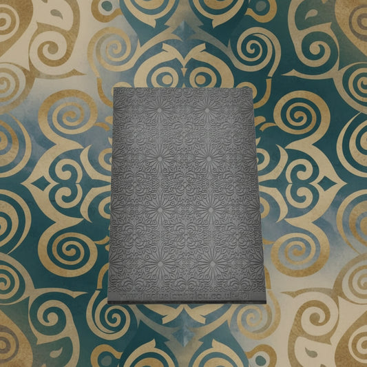 fancy geometric debossed texture mat in grey material. The texture mat pattern will give a embossed effect on metal clay or polymer clay.