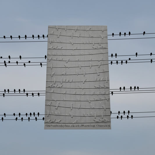 Birds in song pattern embossed texture mat in grey material. This texture mat will give you a debossed effect on metal clay or polymer clay.