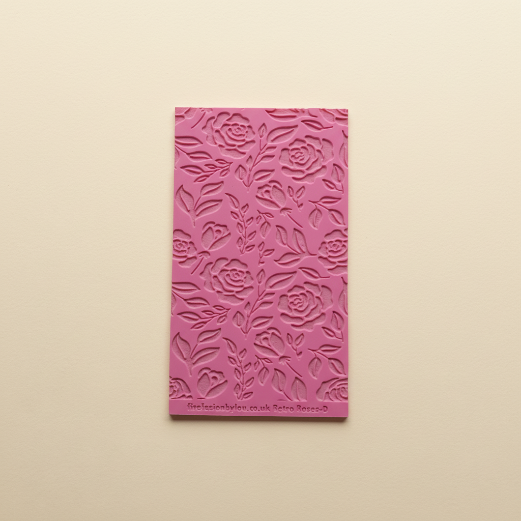 Pink embossed floral rose texture tile made by firefusionbylou.