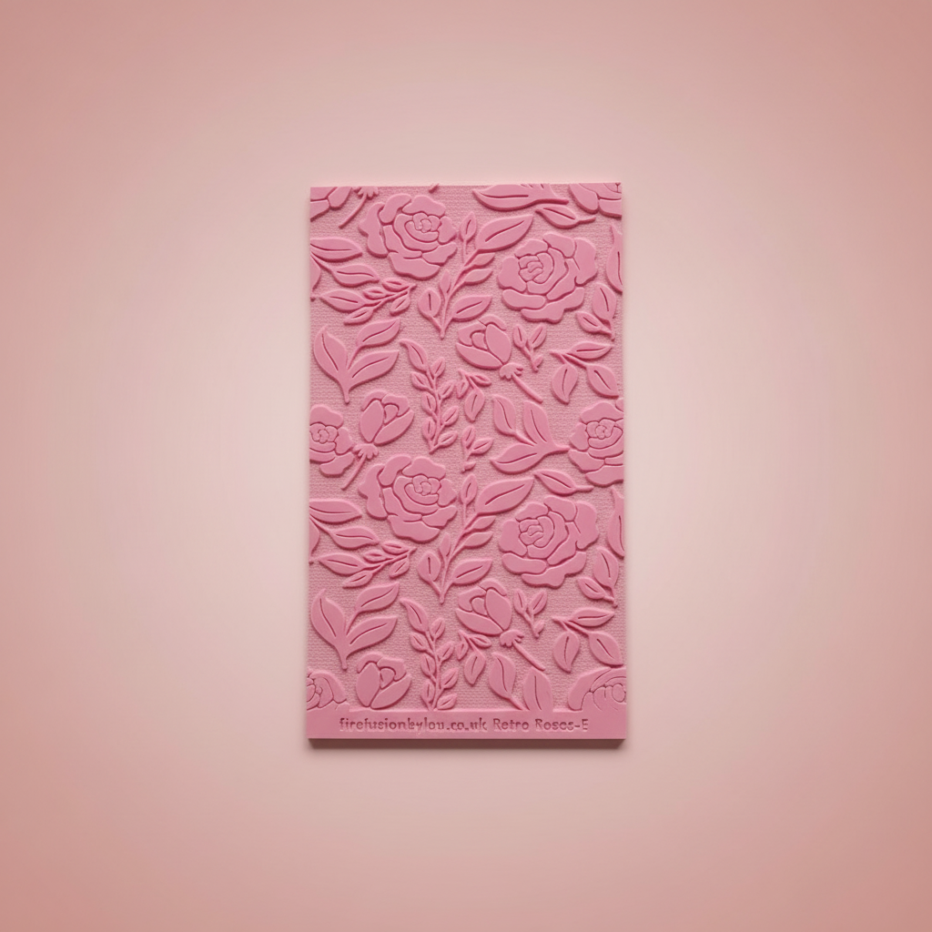 Pink embossed floral rose texture tile made by firefusionbylou.