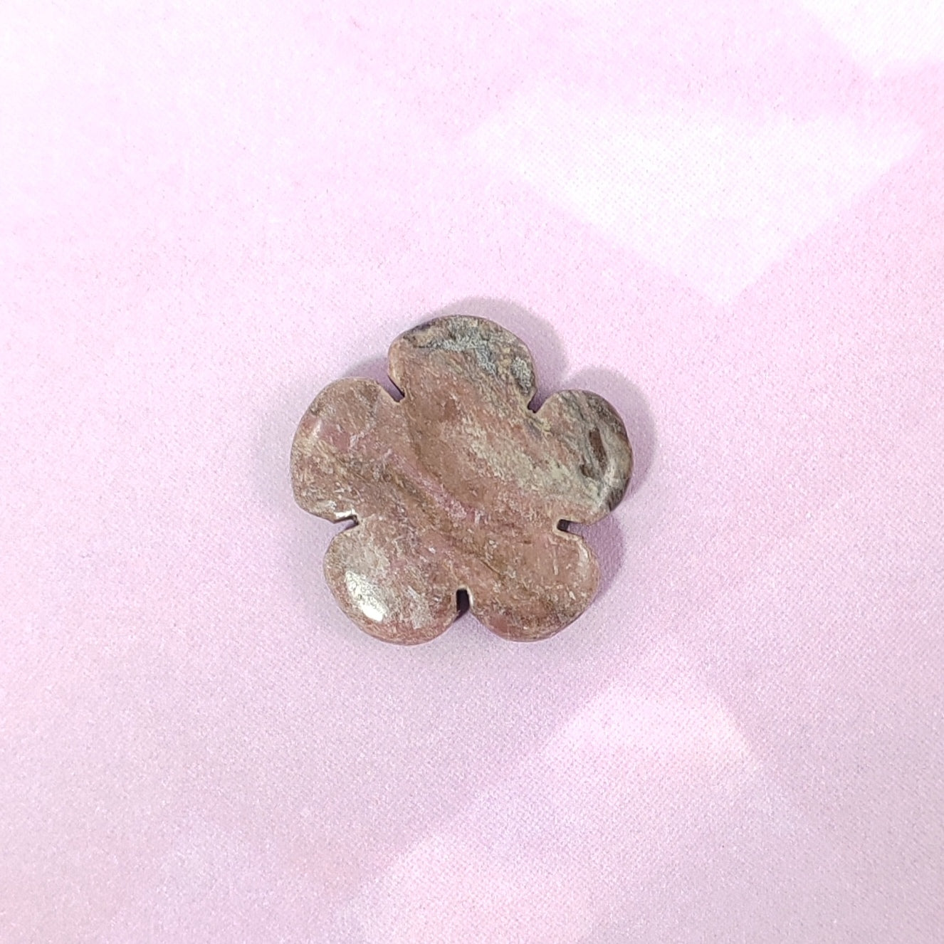 Rhodonite Flower Beads – Natural Stone, 30mm (Drilled)