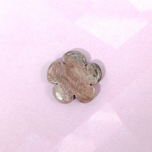 Rhodonite Flower Beads – Natural Stone, 30mm (Drilled)