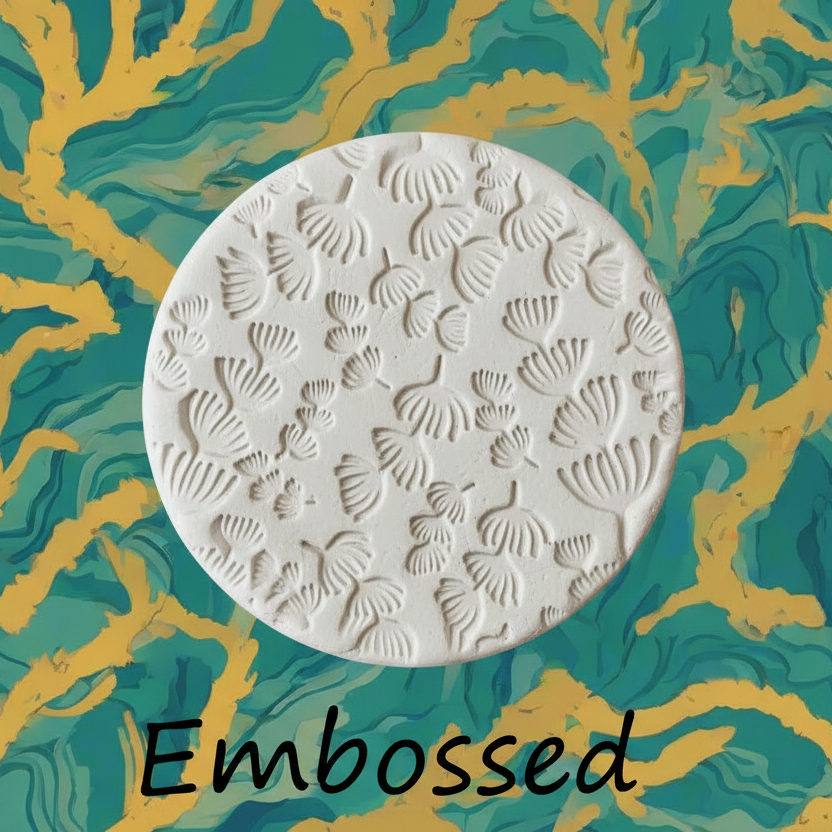 Sea Kelp debossed in silly putty Using a  embossed texture mat. 