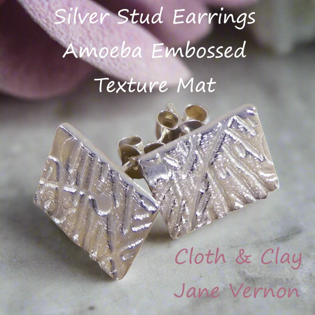 These beautiful stud earrings were made by one of my customers. Made in silver using silver clay and Amoeba texture mat.