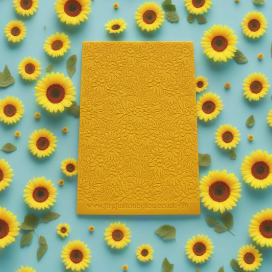 A small sunflower pattern debossed texture mat in yellow material. 