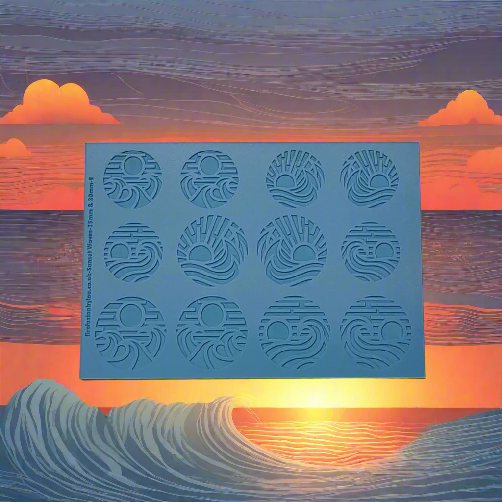 "Close-up of sun and waves embossed texture tile showing detailed pattern"