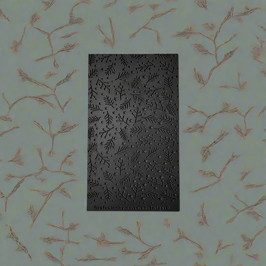 Twigs texture tile debossed in a repeat pattern. Use to make a  impression on metal clay and polymer clay.