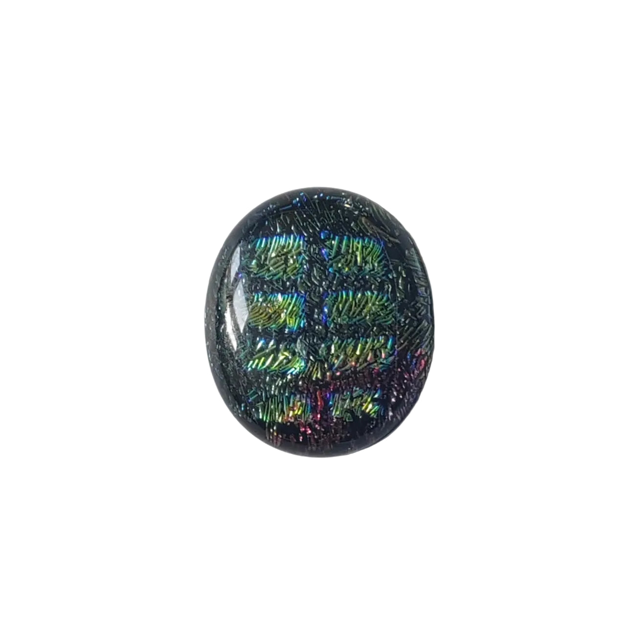 Multi-coloured dichroic glass on a white  background.