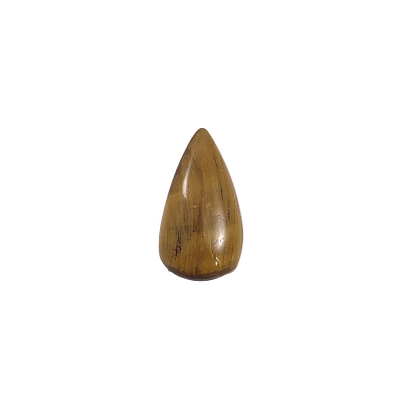 Teardrop-shaped brown stone on a white background