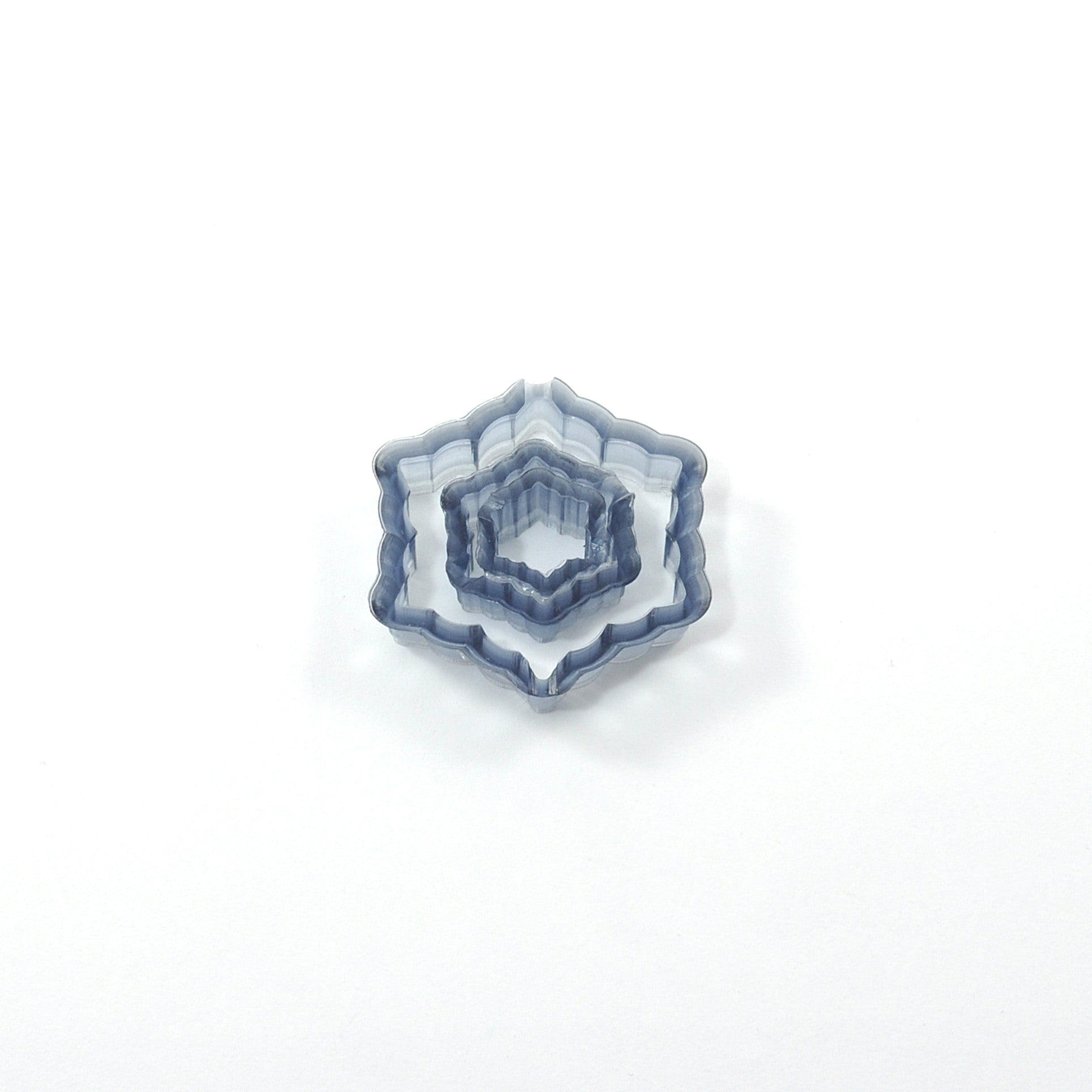 An intricate mandala design featuring three cutters in different sizes arranged concentrically.