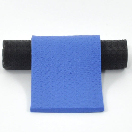 Blue polymer wave pattern on a white background