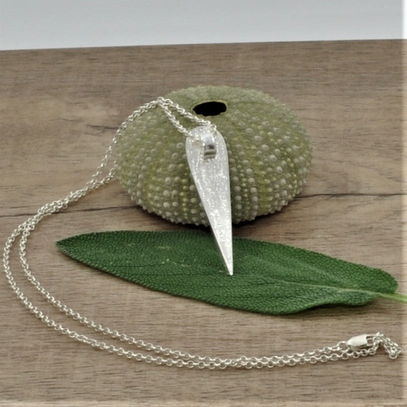 necklace & Sage Leaf pendant 999 fine silver