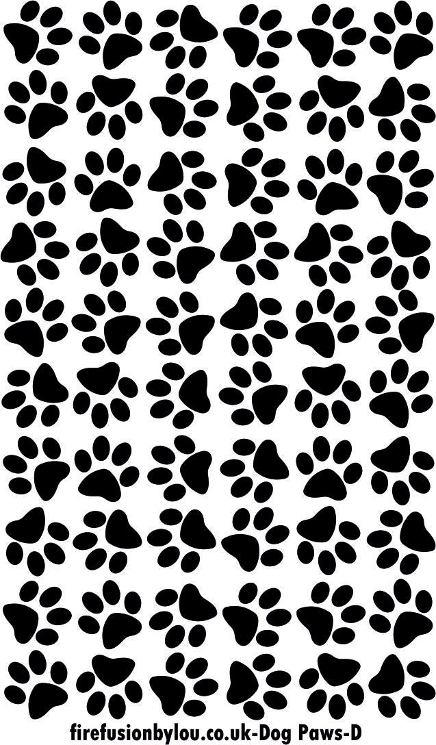 A dog pattern debossed texture mat in grey material. This picture shows the texture mat pattern in black and white for use on metal clay or polymer clay.