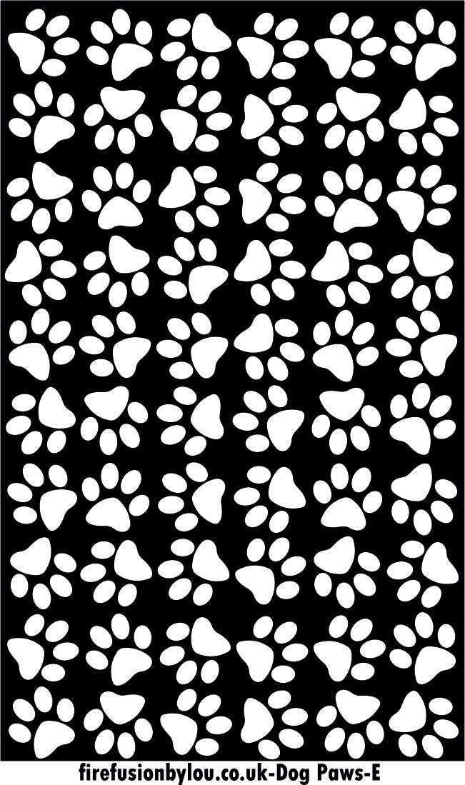 A dog pattern embossed texture mat in grey material. This picture shows the texture mat pattern in black and white for use on metal clay or polymer clay.