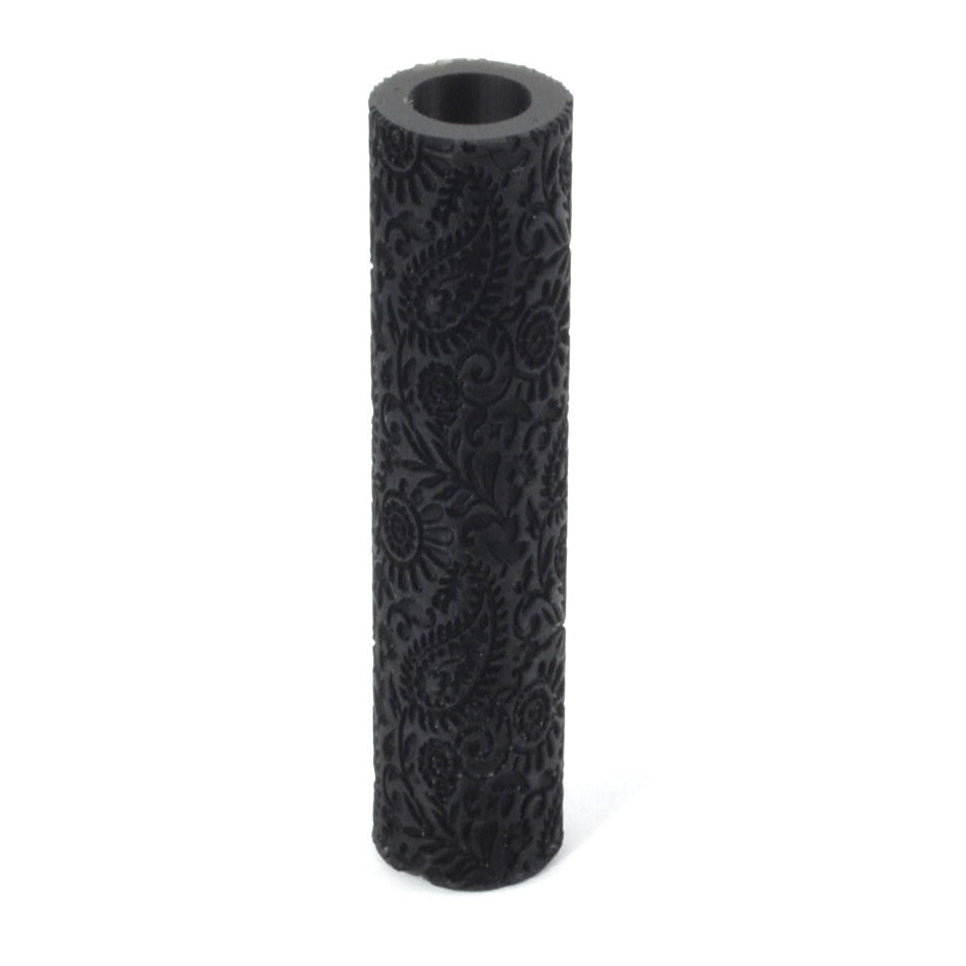 Black cylindrical roller on a white background
