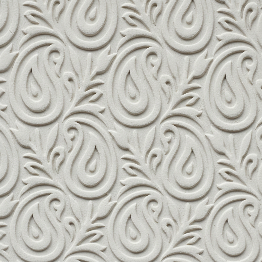 white clay with paisley pattern