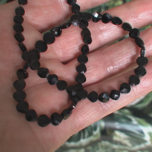 Black Agate Graduated Briolette Faceted Beads 14-9mm - Premium Gemstone Strand - Free UK Postage