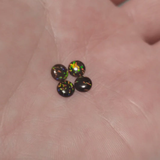 Fireable Black Opal – Yellow-Green Fire Round Cabochon