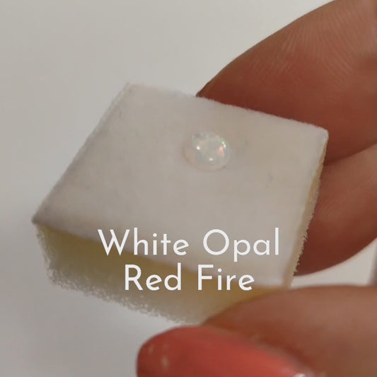 Fireable White Opal – Red Fire Flash Round Cabochon