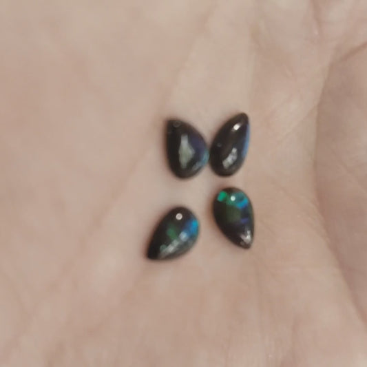 Fireable Black Opal – Green Fire Pear Cabochon-5 x 7mm