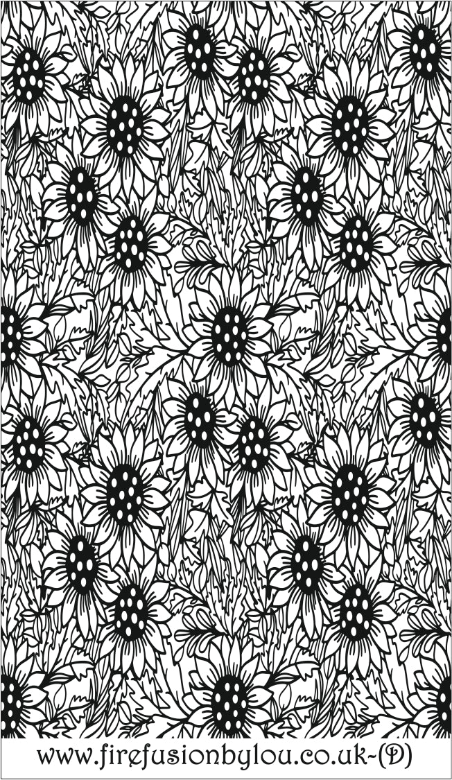 A picture of small sunflowers using a  pattern debossed texture.