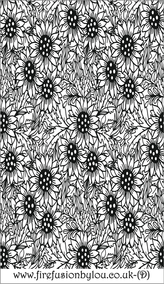 A picture of small sunflowers using a  pattern debossed texture.