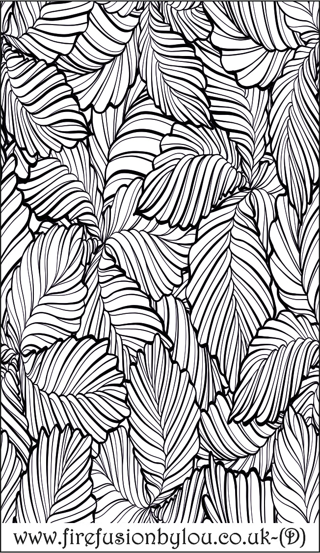 A debossed texture mat of leaves. This picture shows the texture mat pattern in black and white for use on metal clay or polymer clay.