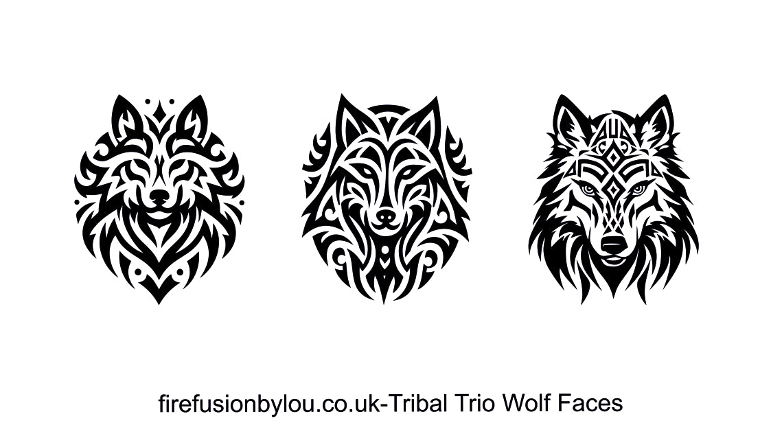 Tribal Wolf Heads Trio Texture Mat 95 x 55mm